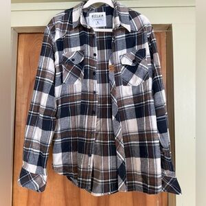 Reclaim Clothing Co. Blue, Rust & White Plaid Flannel for Men